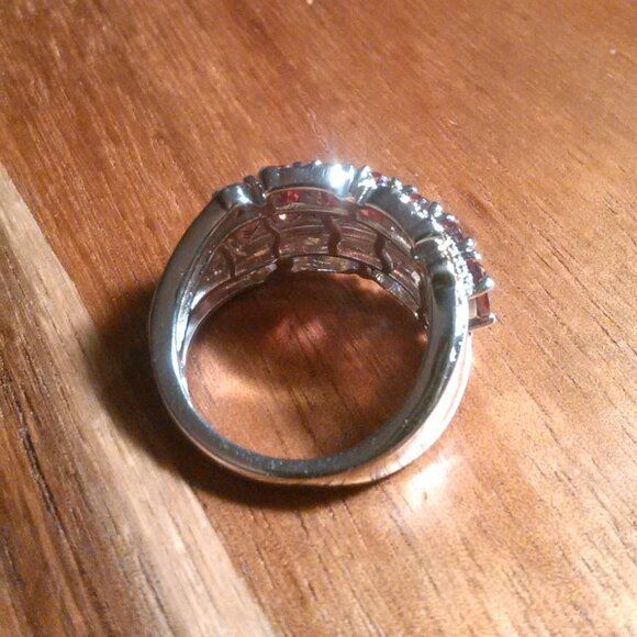 Mozambique Garnet and White Zircon Brass Ring (Size 5) - Picture 6 of 12